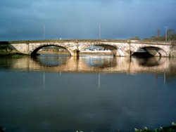 The river Ribble and the London road bridge. Preston, Lancashire. UK.