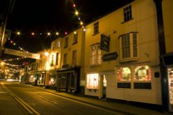 The High Street at Christmas, Kington, Herefordshire.