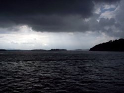 A stormy afternoon approaching Brownsea Island, Dorset