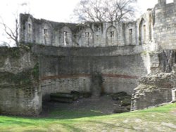 Rear view of the Multangular Tower in museum gardens, York. Wallpaper