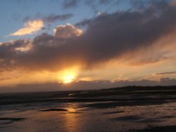 Sunset over the shore at Haverigg, Cumbria.