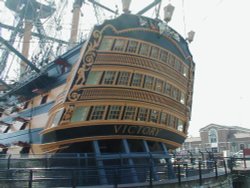 Stern of the Victory in Portsmouth. Picture taken in May 2006 Wallpaper