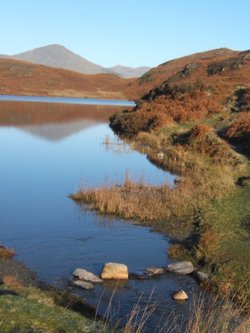 Beacon Tarn in the Blawith Fells, looking towards Coniston-Old-Man