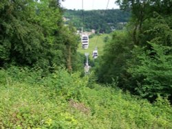 Cable cars seen from the Heights of Abraham, Matlock Bath, Derbyshire Wallpaper