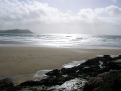 Bay at New Polzeath in early evening. Walk left on Beach for just yards to Polzeath.