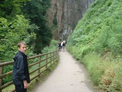 Heading towards the entrance to Peak Cavern in Castleton, Derbyshire
