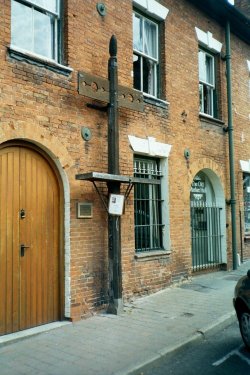 This is a picture of the stocks and old market hall in COLESHILL, WARWICKSHIRE.