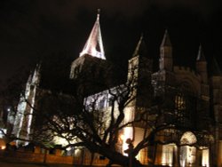 Rochester Cathedral (Kent) by night.
