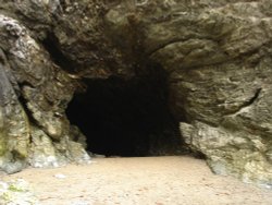 The Entrance to Merlin's Cave, Tintagel, Cornwall. Wallpaper