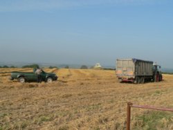 A combine harvesting in rural Somerset Wallpaper