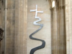 The Path of Life bronze relief inlay sculpture near the entrance to the cathedral.  July 9, 2005. Wallpaper