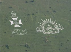 Fovant Badges in Wiltshire. Taken from the air in July 2006