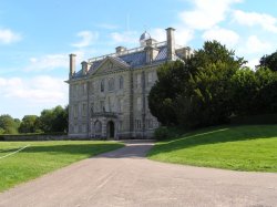 Kingston Lacy in Dorset. The front entrance of the house. Wallpaper