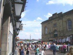Doncaster market looking east along Baxtergate