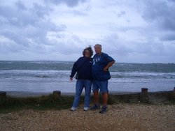 My Parents at the beach in West Wittering, Chichester, West Sussex Wallpaper