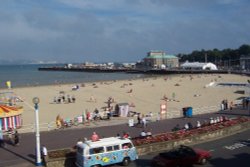 Weymouth beach taken fron Hotel window Aug 2005 Wallpaper