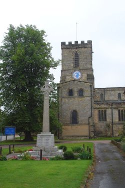 The War memorial and Parish Church at Melbourne, Derbyshire