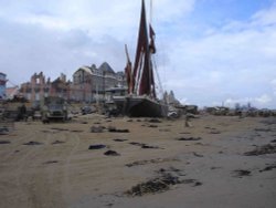 Redcar beach, Cleveland. During the filming of Atonement Wallpaper