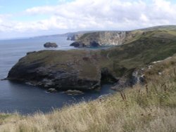 view of cliffs looking west from Tintagel, Cornwall