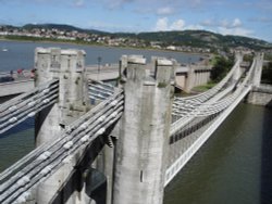 A picture of Conwy Suspension Bridge where road rail and foot meet. Conwy, North Wales. Wallpaper