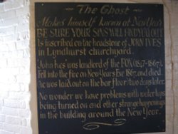 Plaque on the wall inside the Fox and Hounds Pub, Lyndhurst.
