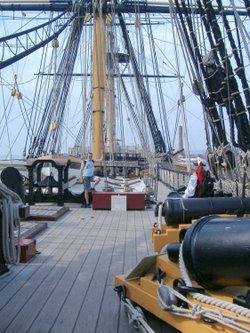 On the deck of HMS Victory with the most amazing rigging.