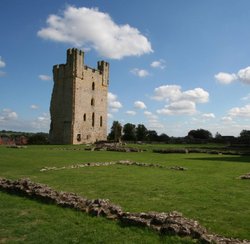 The ruined Gatehouse as seen from the Castle yard. Helmsley Castle, North Yorkshire