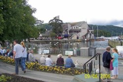 Watching the boats go by at Lake Windermere in September 2006