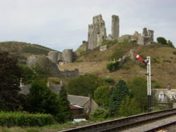 Corfe Castle, in Dorset. View from the station on 9 September 2006 Wallpaper