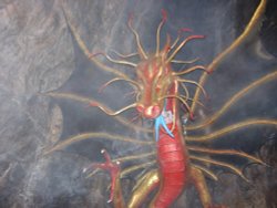 The dragon that guards the treasure at the end of the Crystal Quest, Cheddar Caves, Somerset Wallpaper