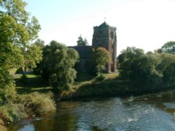 Atcham Church and the river Severn, Atcham, Shropshire