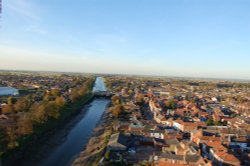 A view looking up the River Witham as seen from the Boston Stump, Lincolnshire Wallpaper