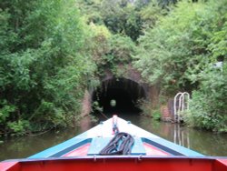 Worcester & Birmingham Canal. August 2006. Entering the Dunhampstead tunnel. Spooky.
