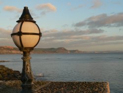 Looking across to the Golden Cap from Lyme regis, Dorset.