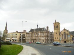 Huddersfield, Queensway. All theses buildings are part of the university Wallpaper