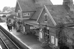 B&W image of Bewdley Station (Severn Valley Railway) taken from the footbridge Wallpaper