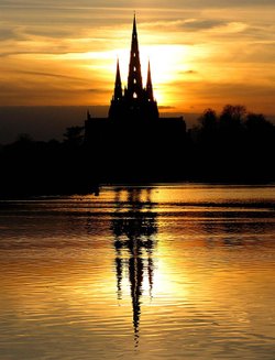 Lichfield Cathedral from Stowepool, Lichfield, Staffordshire