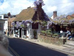 Wisteria covered pub in Rye, East Sussex