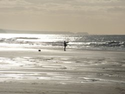 Beach Fishing at Crooklets Beach, Bude, Cornwall Wallpaper
