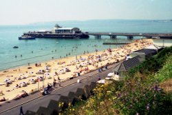 Bournemouth Pier and beach. Dorset Wallpaper