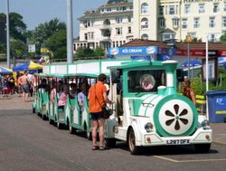 The road-train. The visitors easy get-around transport near the Pier Head in Bournemouth, Dorset Wallpaper