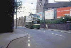 View looking at St Marys Church, Bulwell, Nottingham (circa 1966)