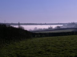 Low lying fog, on Somerset levels Wallpaper