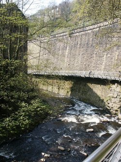Derbyshire; new mills; the millenium walkway and the river goyt