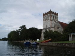All Saints church by the river Thames in Bisham, Berkshire. August 2006