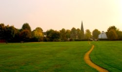 View to Breaston green from the park, Breaston, Derbyshire.