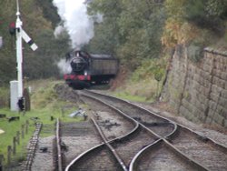 Goathland station, train arriving Wallpaper