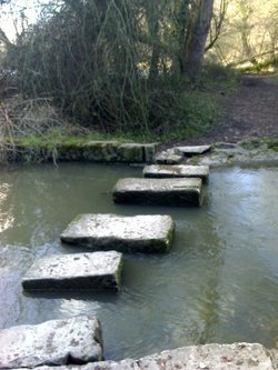 stepping stones at Roche Abbey in Maltby, South Yorkshire