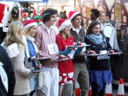 Preparing for the Great Christmas Pudding Race at Covent Garden, Greater London.