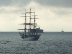 Portsmouth, Hampshire. Tall ships off of Spithead Anchorage. Wallpaper